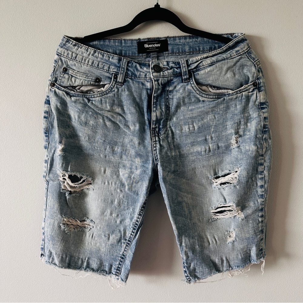 Distressed Blue Denim Shorts